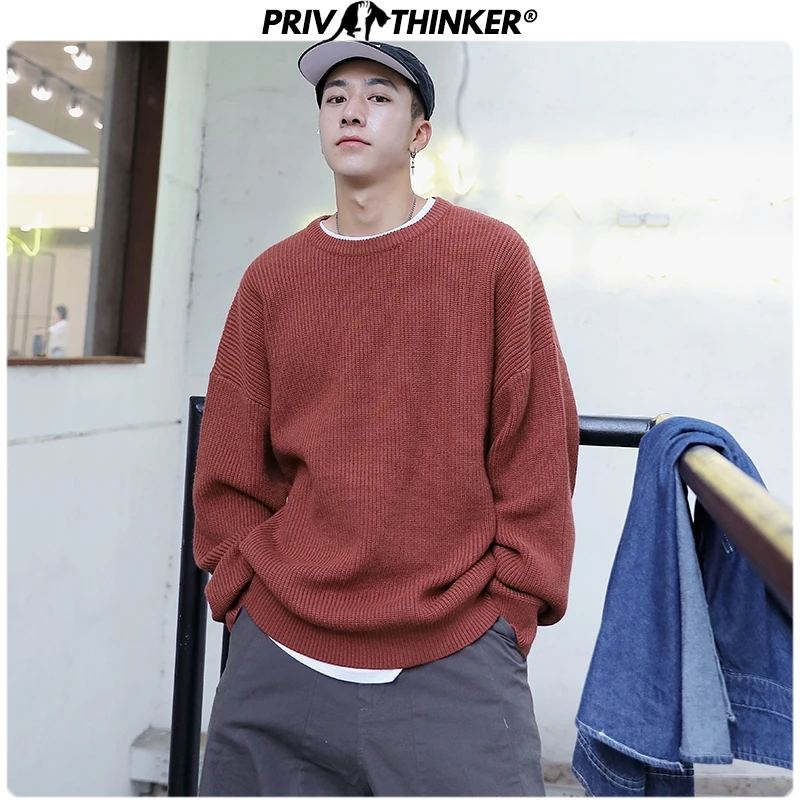 

Privathinker Men's O-Neck Colorful Loose Sweaters 2020 Men Autumn Winter Pullovers Tops Male Solid Knitted Sweaters Fashion