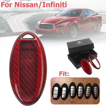 

Remote Car Key Case Cover Real Carbon Fiber Red For Nissan Altima Armada Maxima GT-R 370Z for Infiniti Q30 Q40 QX70 Styling