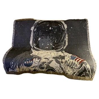 

Astronaut Pattern Soft Travel Bedding Warm Living Room Rectangle Camping Cotton Blend Home Office Throw Blanket 150x125cm Gift