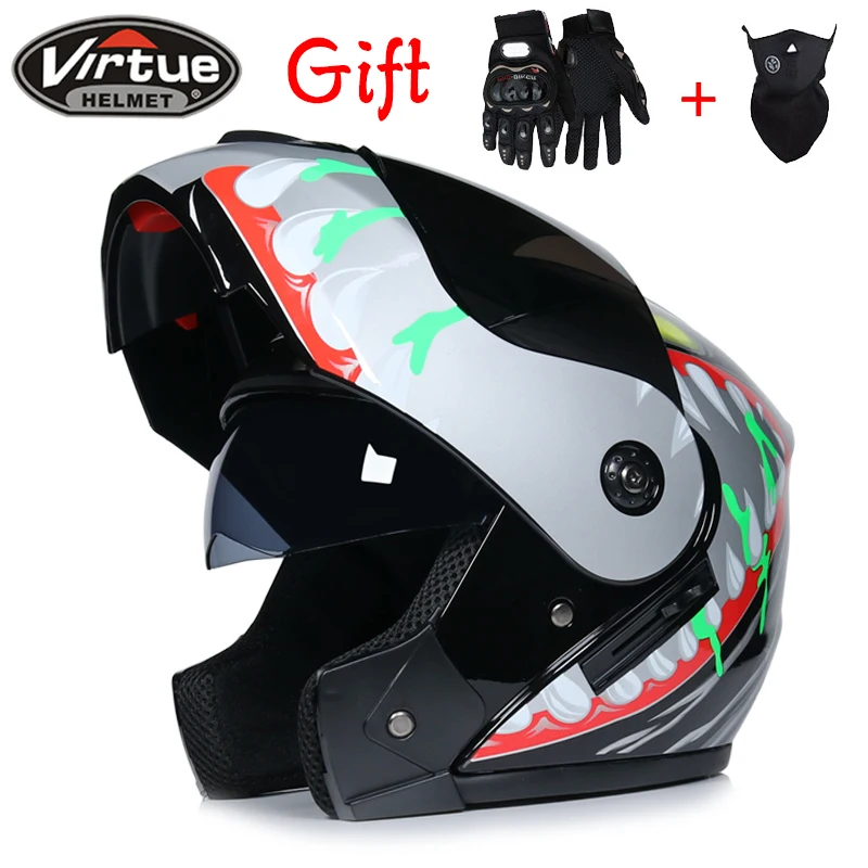 Флип гоночный шлем модульный с двойными линзами мотоциклетный шлем полный безопасный шлем Casco мотоциклетный шлем B