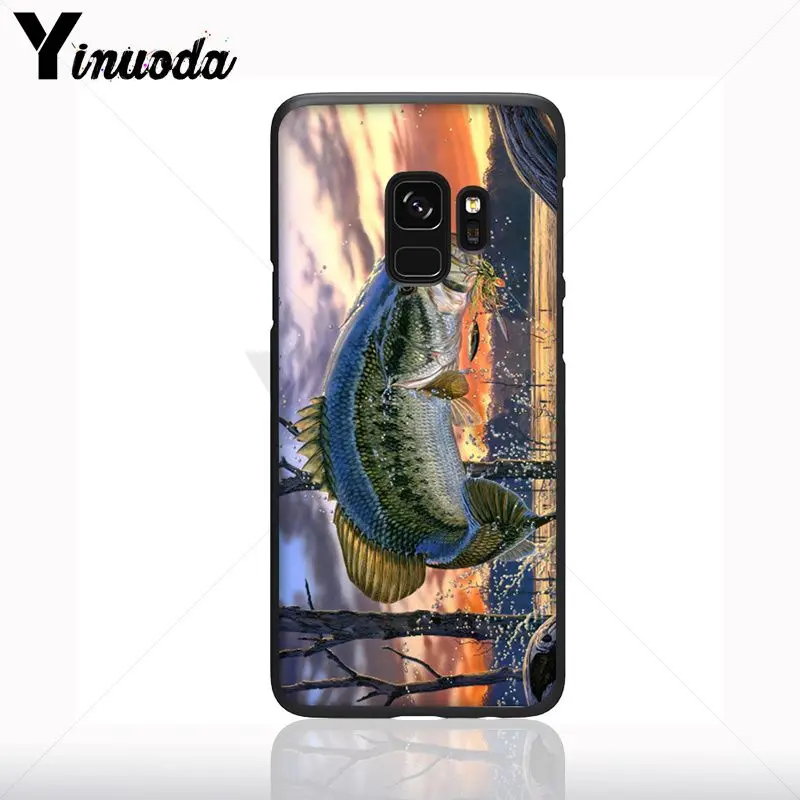 Ikan Melompat Keluar dari Air Kayu Kotak Peralatan Memancing Memancing Lembut Ponsel Case untuk Galaxy S10 S9 S8plus S10e a50 A70 A10 Ponsel