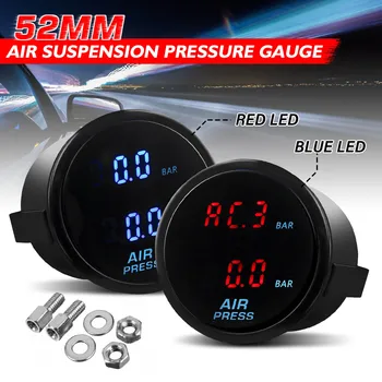 

Air Suspension Pressure Gauge Bar Dual Digital Display Air Ride Meter Red Blue LED Air Ride Air Press Meter 2'' 52mm with Sensor