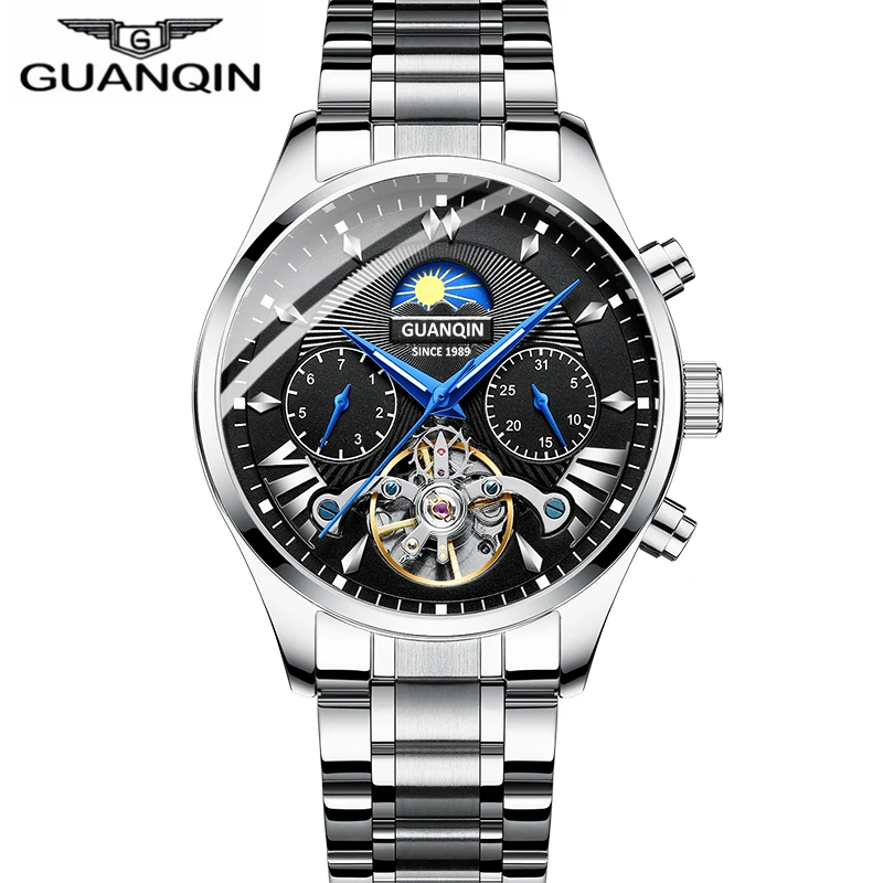 GUANQIN Мужские автоматические механические часы reloj hombre мужские бизнес Топ бренд