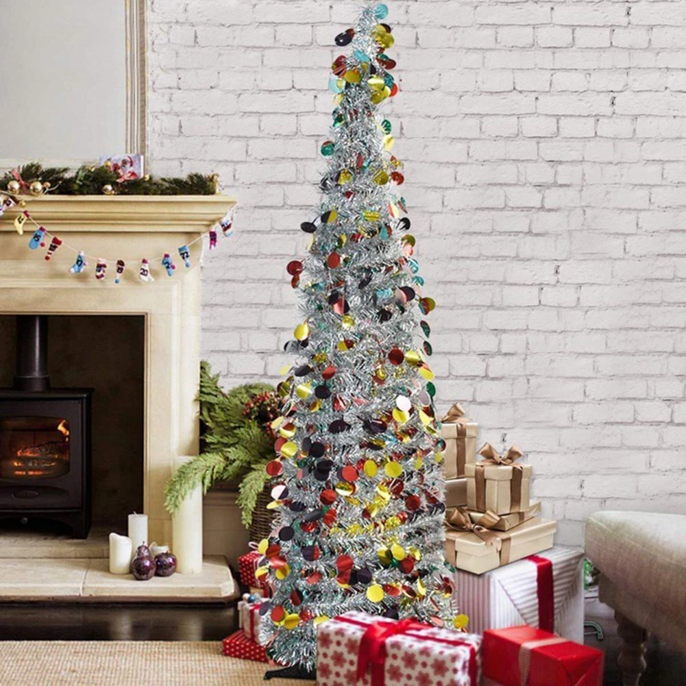 クリスマスの木にやさしい防水pvcクリスマスツリー家庭用の丸いきらびやかなスパンコールを備えた人工クリスマスツリー 木 Aliexpress