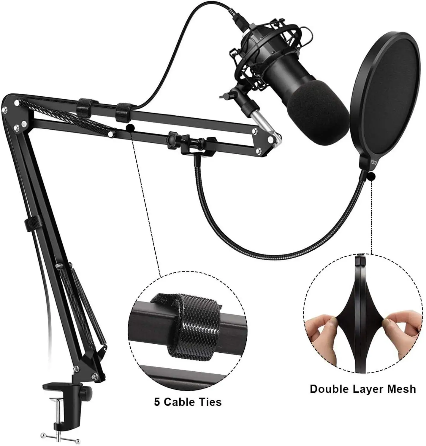 Microphone Stand Mic arm Desk Adjustable Suspension Boom Scissor Blue Yeti Snowball & Other Mics Professional Streaming microphone stand