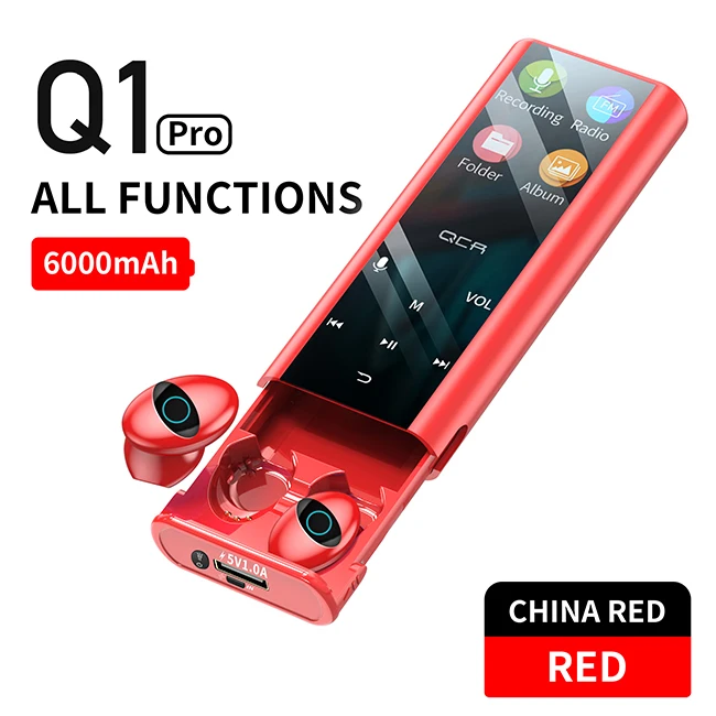 TWS-Q1 Pro Red Q1 TWS Bluetooth наушники 5,0 многофункциональные Bluetooth наушники IPX7 водонепроницаемые в пределах 6000 мАч Внешний аккумулятор для iOS Android - Цвет: TWS-Q1 Pro Red
