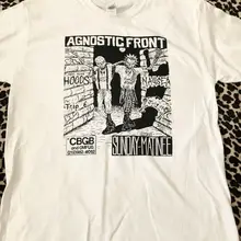 Agnostic Front Vintage camiseta de cartel nueva Sz grande Punk Hardcore NYHC... CBGB Tops hombres T Shirt