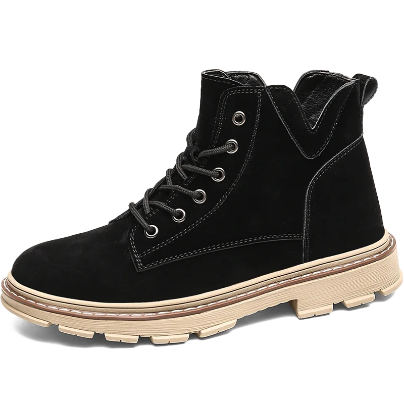 Top Men Quality Brand Martin boots Tactical Desert Combat Boats Army Work Shoes Leather Antiskid Boots Men Sneakers - Цвет: Черный