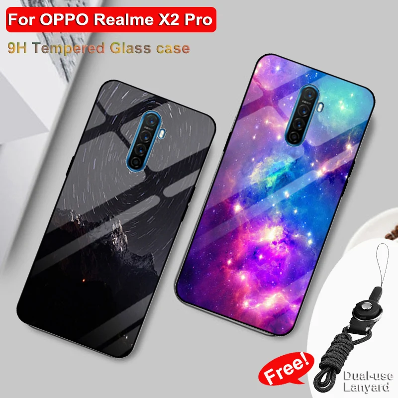 Realme X2 Pro Case 6.5'' Glass Hard Back Cover Phone Cases For OPPO silicone bumper Coque RealmeX2 X 2 X2Pro | Мобильные