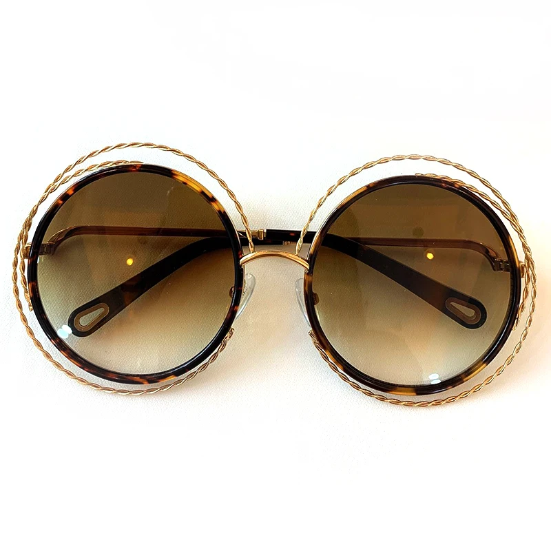 Винтажные Солнцезащитные очки больших размеров с d линзами, женские брендовые дизайнерские Круглые Солнцезащитные очки с металлической оправой