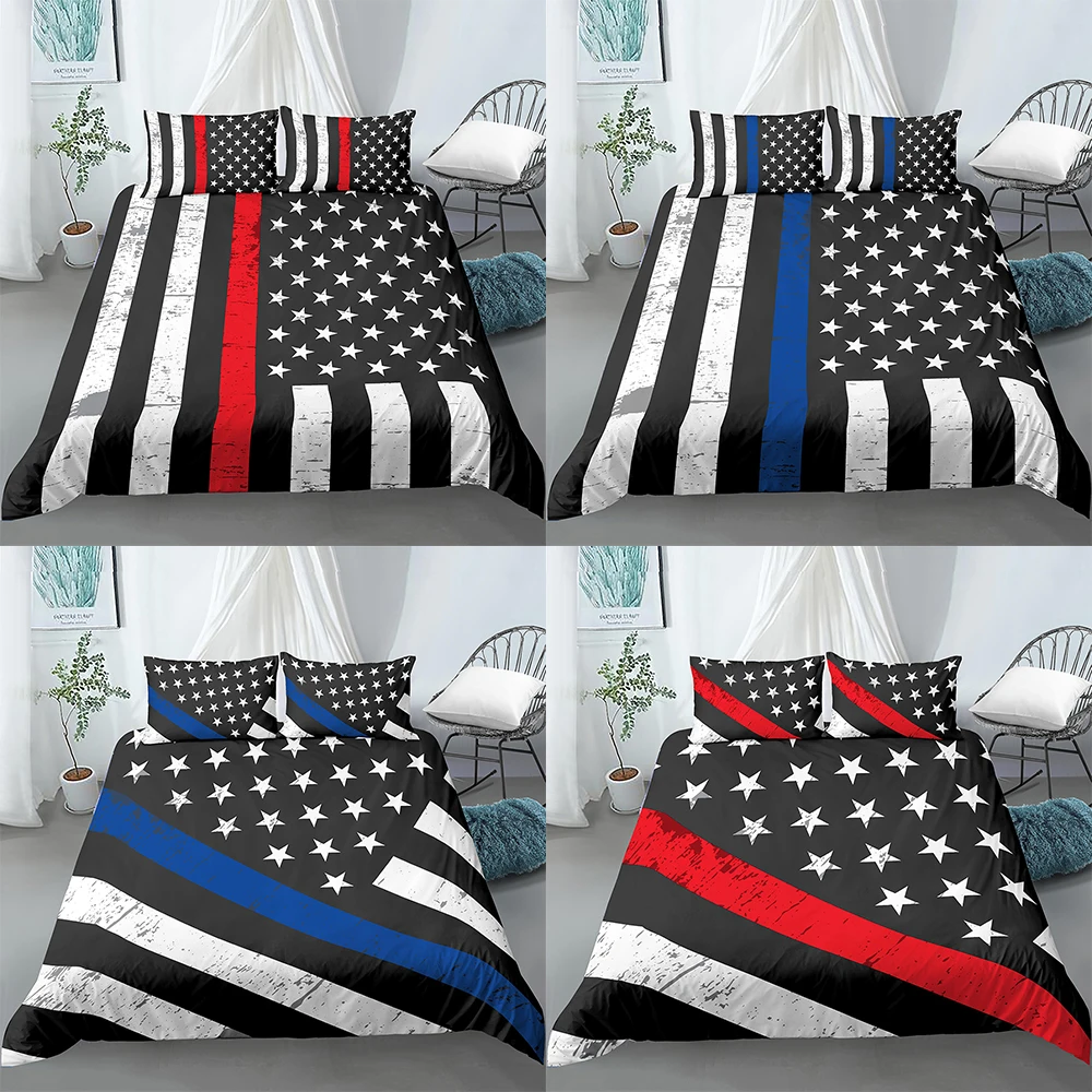 

American Flag Bedding Set Red Blue Stripe USA Flag Duvet Cover Retro Stripe USA Flag Quilt Cover Comforter Cover Duvet Cover Set