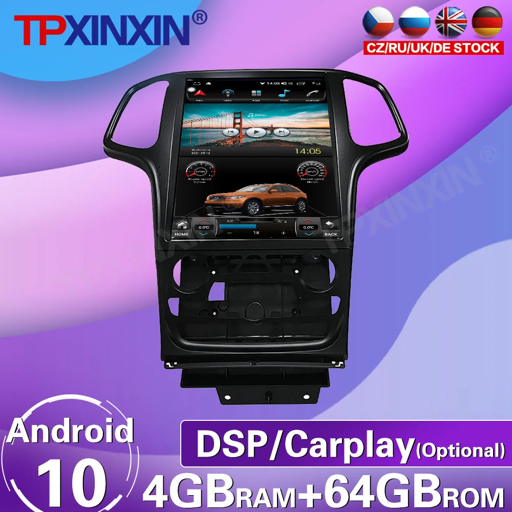 

64G For Jeep Grand Cheroke 2011-2019 Android 10.0 Tesla Screen Car Radio Tape Recorder Multimedia Player GPS Navigation Carplay