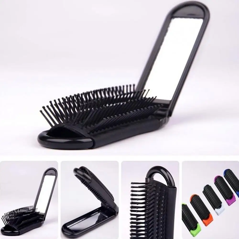 

2 in 1 Mini Folding Massage Hair Comb Mirror Portable Travel Comb Multi-function Compact Pocket Brush