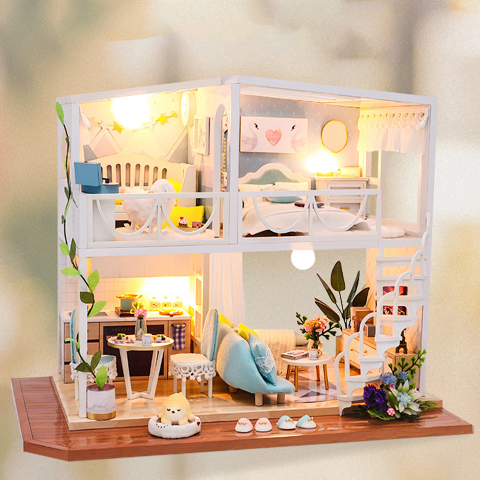 Wood Doll Houses Miniature DIY House Furnitures for Unisex Children | Игрушки и хобби