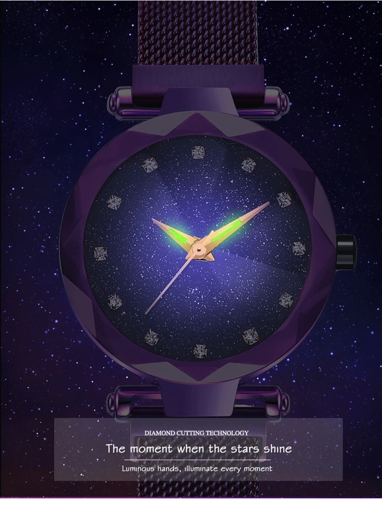 Дропшиппинг часы женские часы Звездное небо Роскошные модные бриллиантовые женские магнитные часы Женские кварцевые наручные часы Reloj Mujer