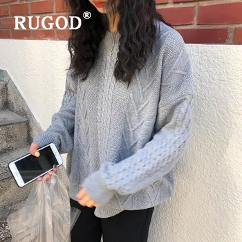 

RUGOD Solid Sweater Elegant Pullover Simplee Jumper Winter Tops For Women Knitwear Plus Size Korean Style Casual Fall 2019