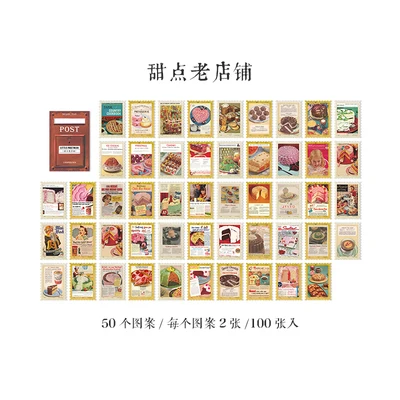 100 Pcs Vintage Little Postman Stamp Decorative Sticker Diy Diary Journal Craft Scrapbooking Planner Label Stickers Aesthetic 8