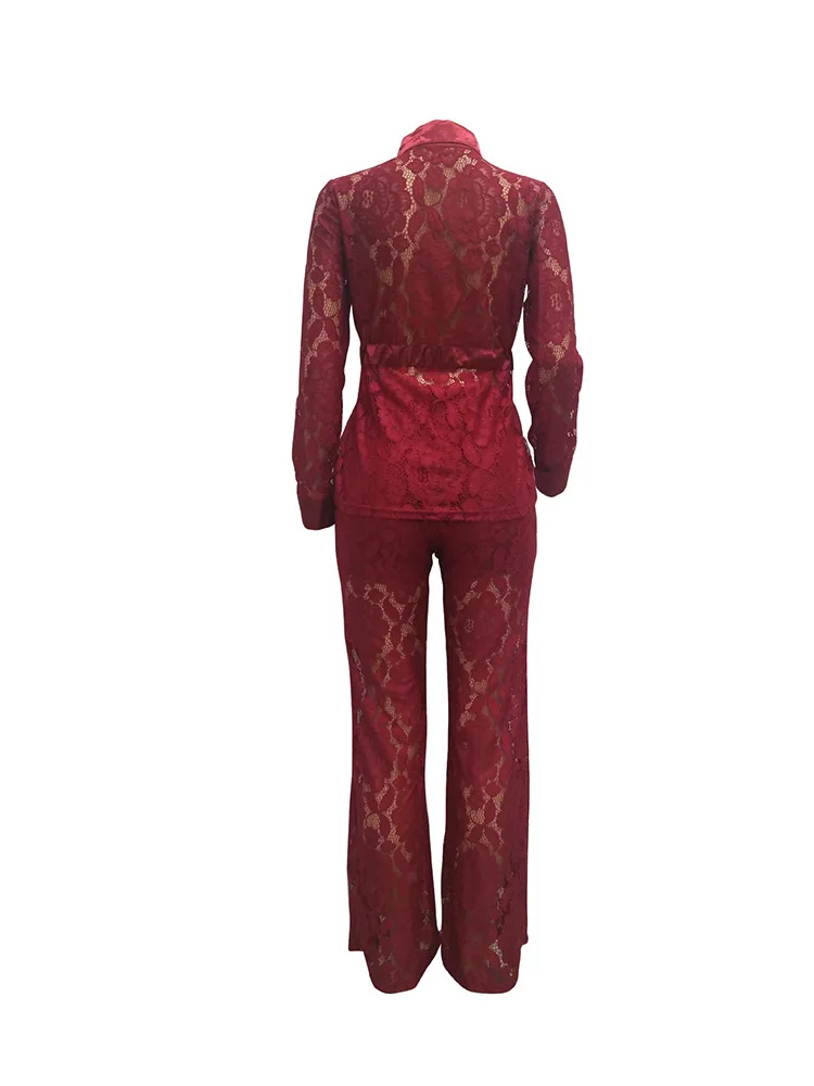 cross-border special supply source Amazon foreign trade women's clothing wholesale lace shirt collar fashion casual set