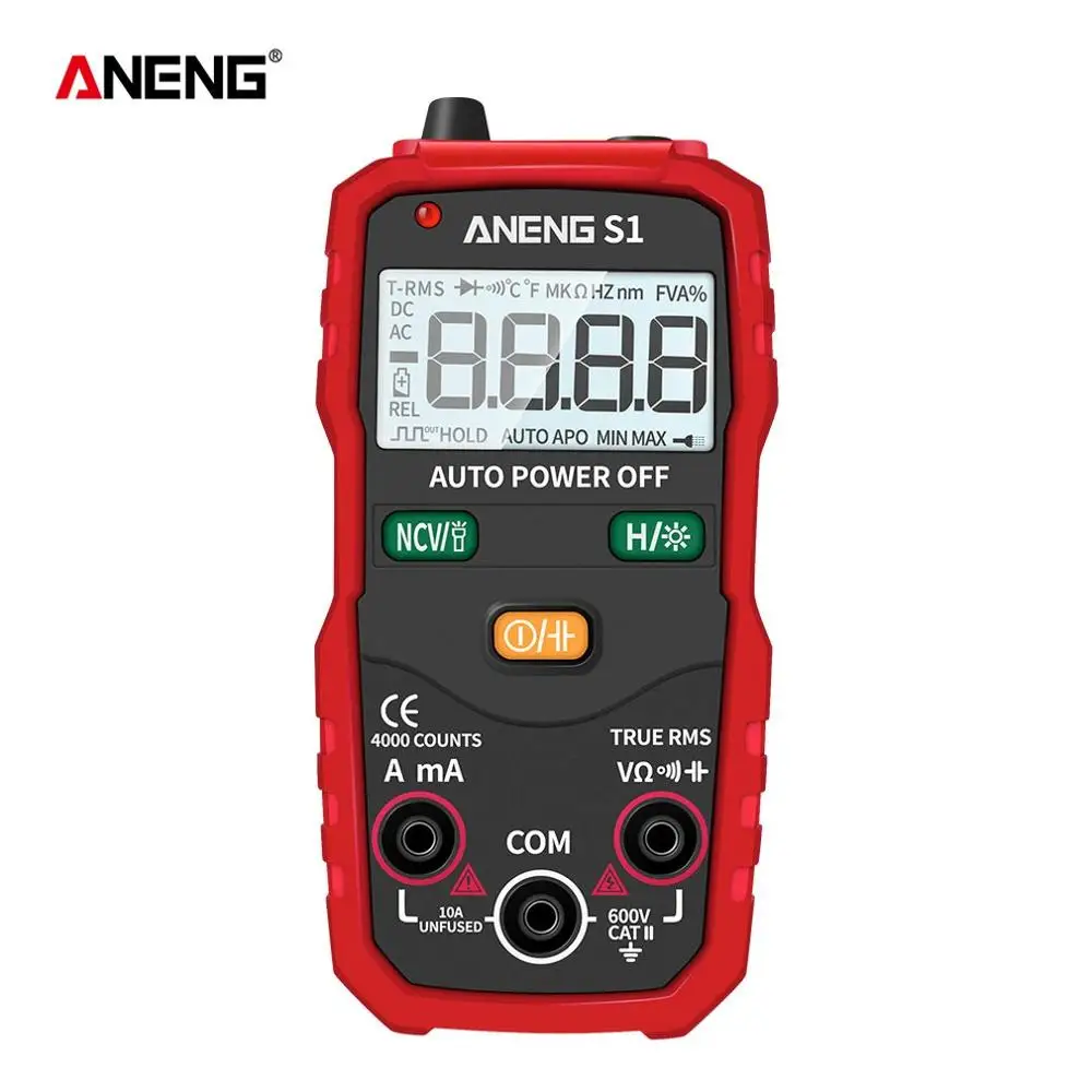 

ANENG S1 LCD Digital Multimeter Mini DC/AC Voltage Current Meter Handheld Diode NCV Tester Flashlight Multitester