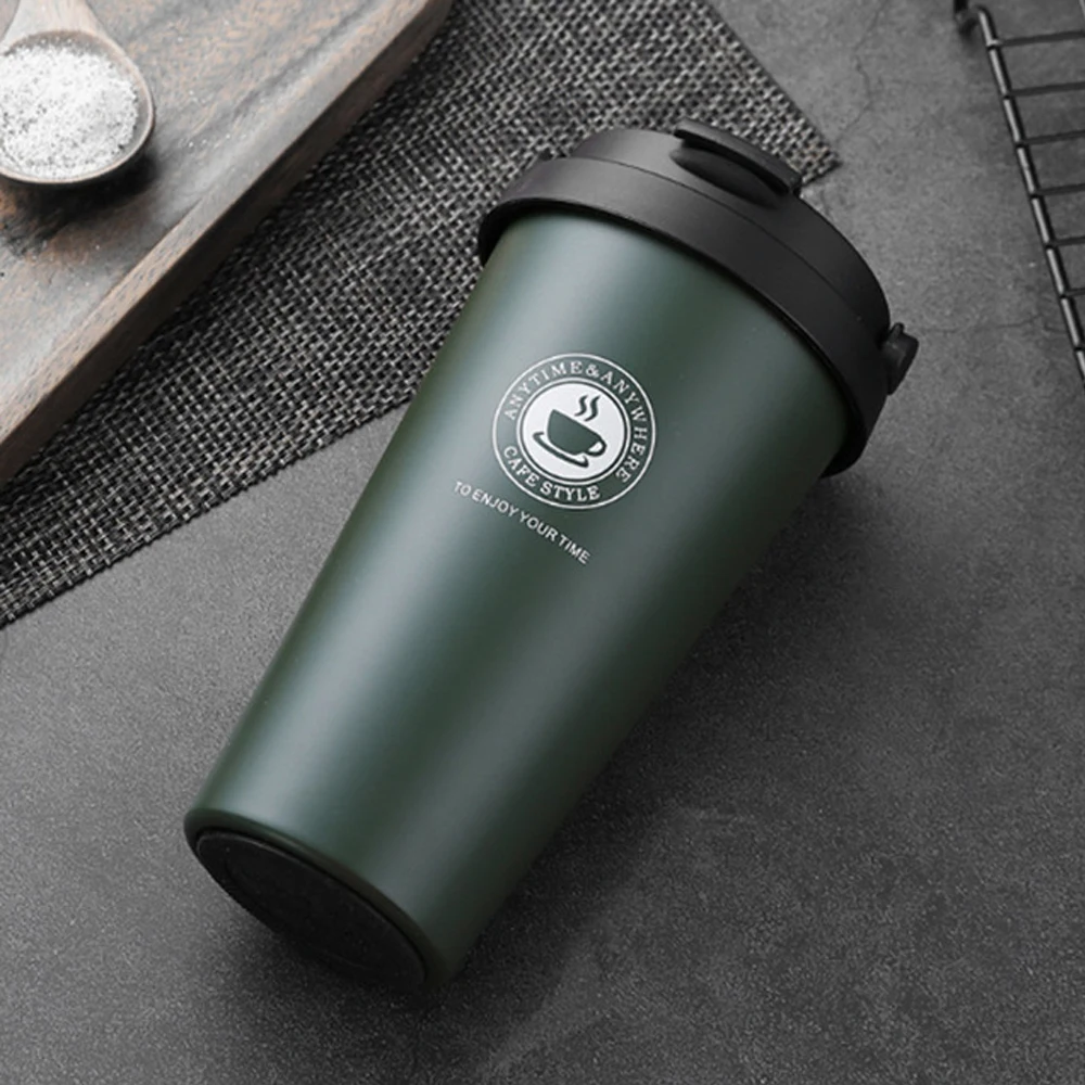 

500ML Large capacity Coffee Mug with lid and handle Creative Christmas and New Year Gift stainless steel Thermos Flask BPA Fre