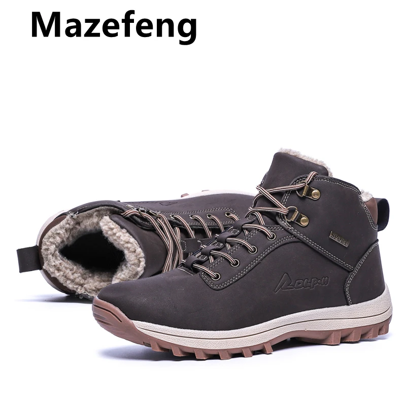 Mazefeng/ г.; модные зимние ботинки для мужчин; мужская повседневная обувь для взрослых; качественная резиновая обувь с высоким берцем; очень теплые плюшевые ботильоны