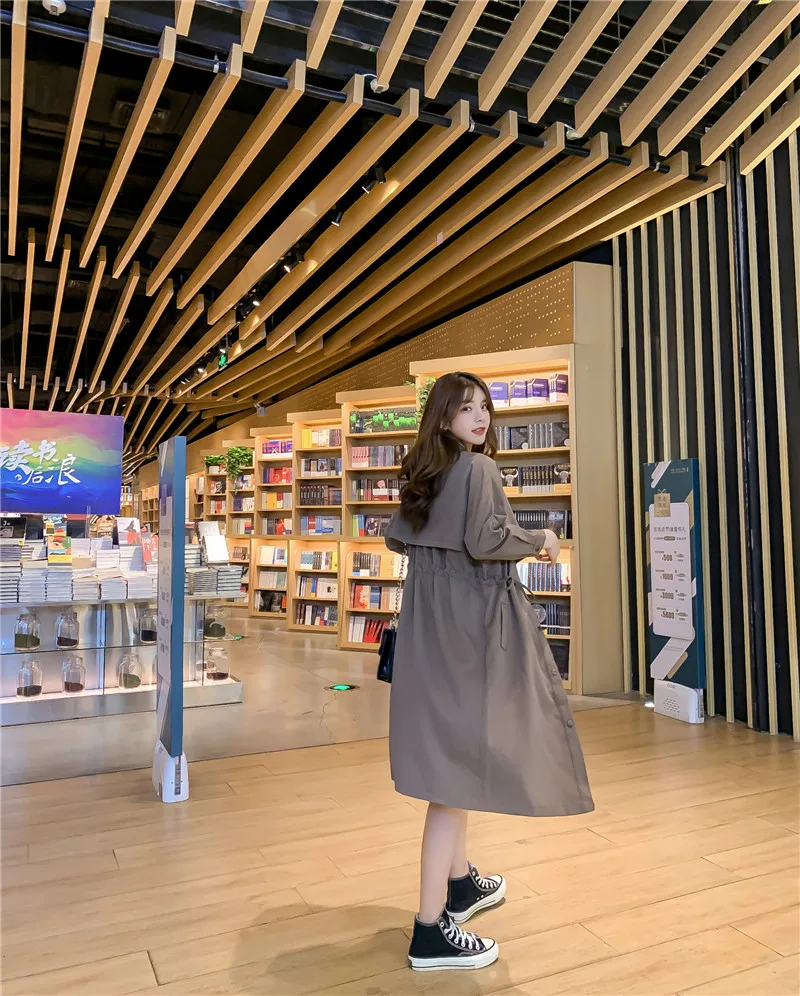 Фотосессия осень Стиль Ретро мода Британский Стиль Простой записная книжка С ПЕРЕПЛЕТОМ с подходят шикарные Тренч средней длины пальто