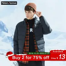Metersbonwe, пуховик для мужчин, зимний, портативный, теплый, 90%, серый, утиный пух, мужской тренд, стоячий воротник, пуховик