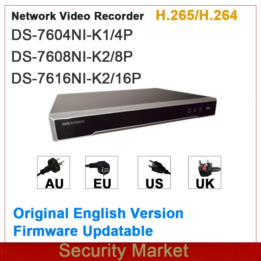 Оригинальная английская версия Hikvision встроенный сетевой видеорегистратор Plug & Play
