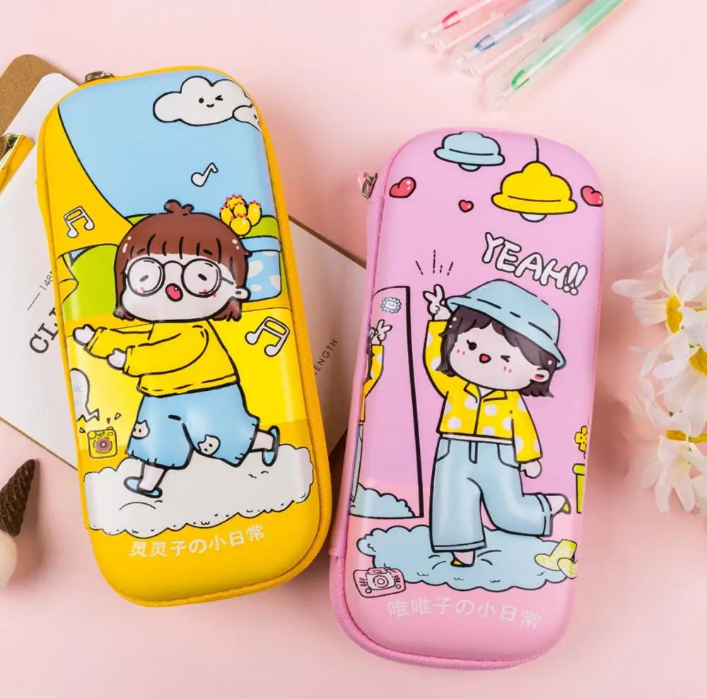 

Yisuremia Cartoon EVA Pencil Case Kawaii Large Capacity Waterproof Pen Box Student Pencils Pouch Zipper Bag Stationery Container