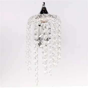 

Beautiful Romantic Crystal Droplets Single Wall Light With Switch Indoor Chrome Sconce Lighting
