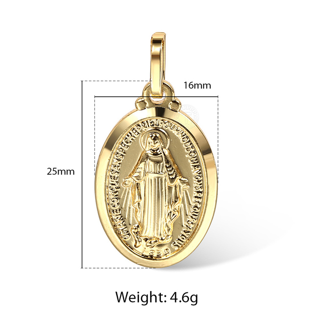 New Gold Color Pendant Necklace for Women Men  Jesus Cross Queen Elizabeth Portrait Charm Fashion Jewelry Accessories GPM01