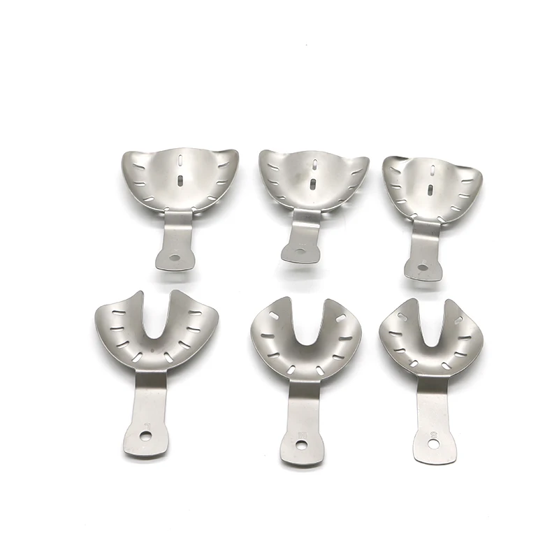 

6 PCS Dental Impression Tray Stainless Steel Impression Tray Dental edentulous trays Stainless steel tray for old people