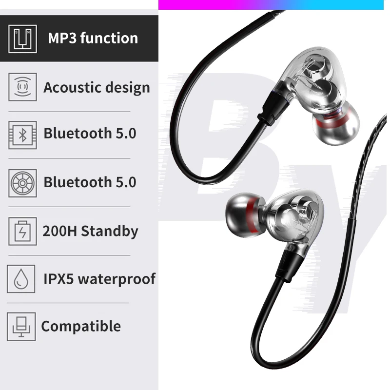 Новейшие bluetooth-наушники V5.0 беспроводные наушники 3D стерео спортивные наушники шейные наушники с микрофоном для всех телефонов
