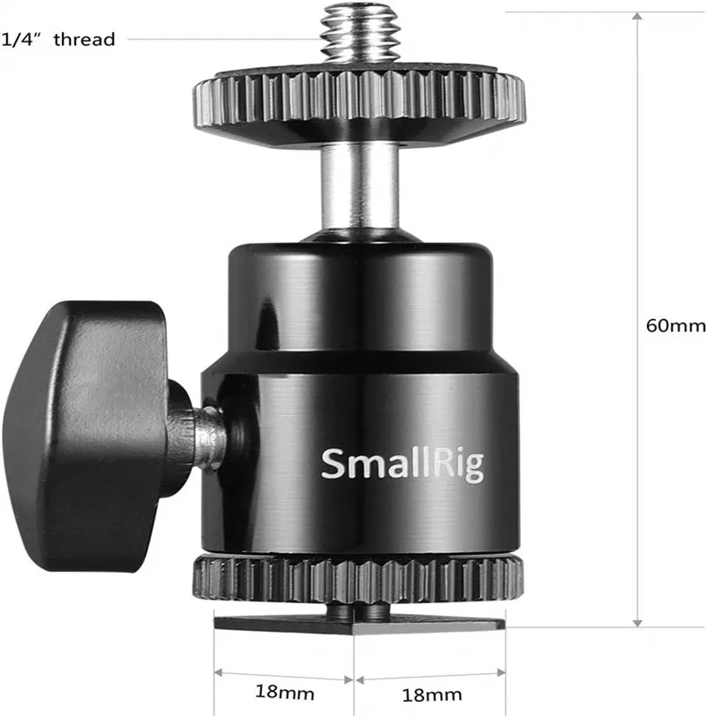 Мини шаровая Головка Горячий башмак адаптер для 1/4 Крепление Винт для DSLR камеры светодиодный штатив для видеокамеры 360 градусов DSLR камеры аксессуары