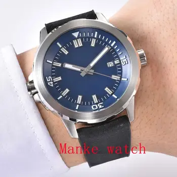 

Mens watch blue sterile dial 45MM Miyota82 Automatic Sport clock 3 o'clock date 316 SS Waterproof luminous Mechanical wristwatch