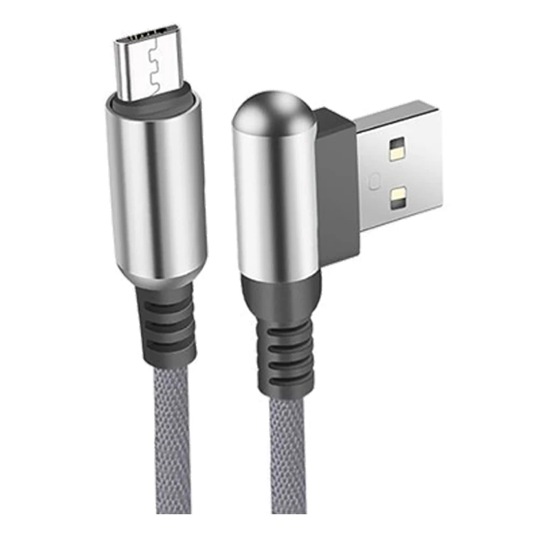 NOHON Bullet USB кабель для передачи данных для Apple Android type-C 90 градусов кабель для быстрой зарядки 2.4A для iPhone 11 Pro Max samsung S10 - Цвет: Серый