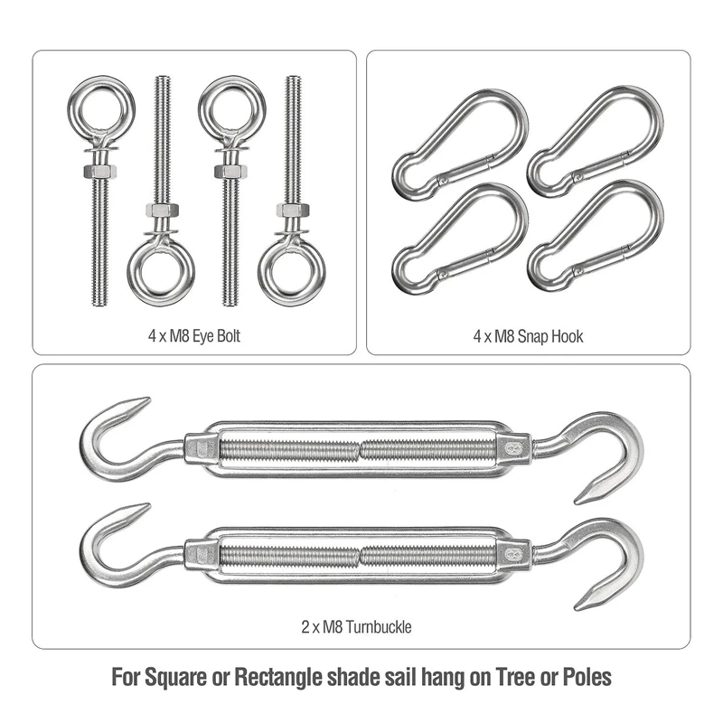 10 шт. 304 нержавеющая сталь M8 сверхмощный солнцезащитный навес парус крепежный комплект тройной угол сад патио навес солнцезащитный крем оборудование