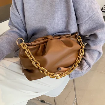 

Chain Shoulder Belt Designer Small Handbags for Women 2021 Luxury PU Leather Hand Bags Simple Trending Winter Handbags Clutch
