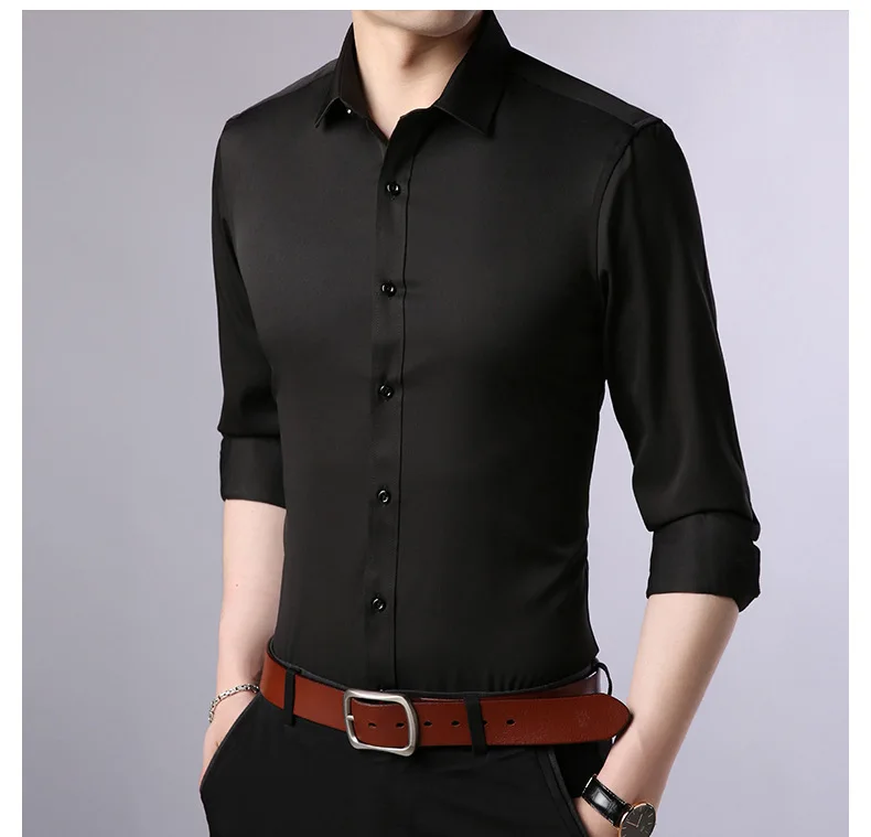 Men Fashion Casual Long Sleeved Shirt Slim Fit Male Social Business Dress Shirt Brand Men Clothing Y1969