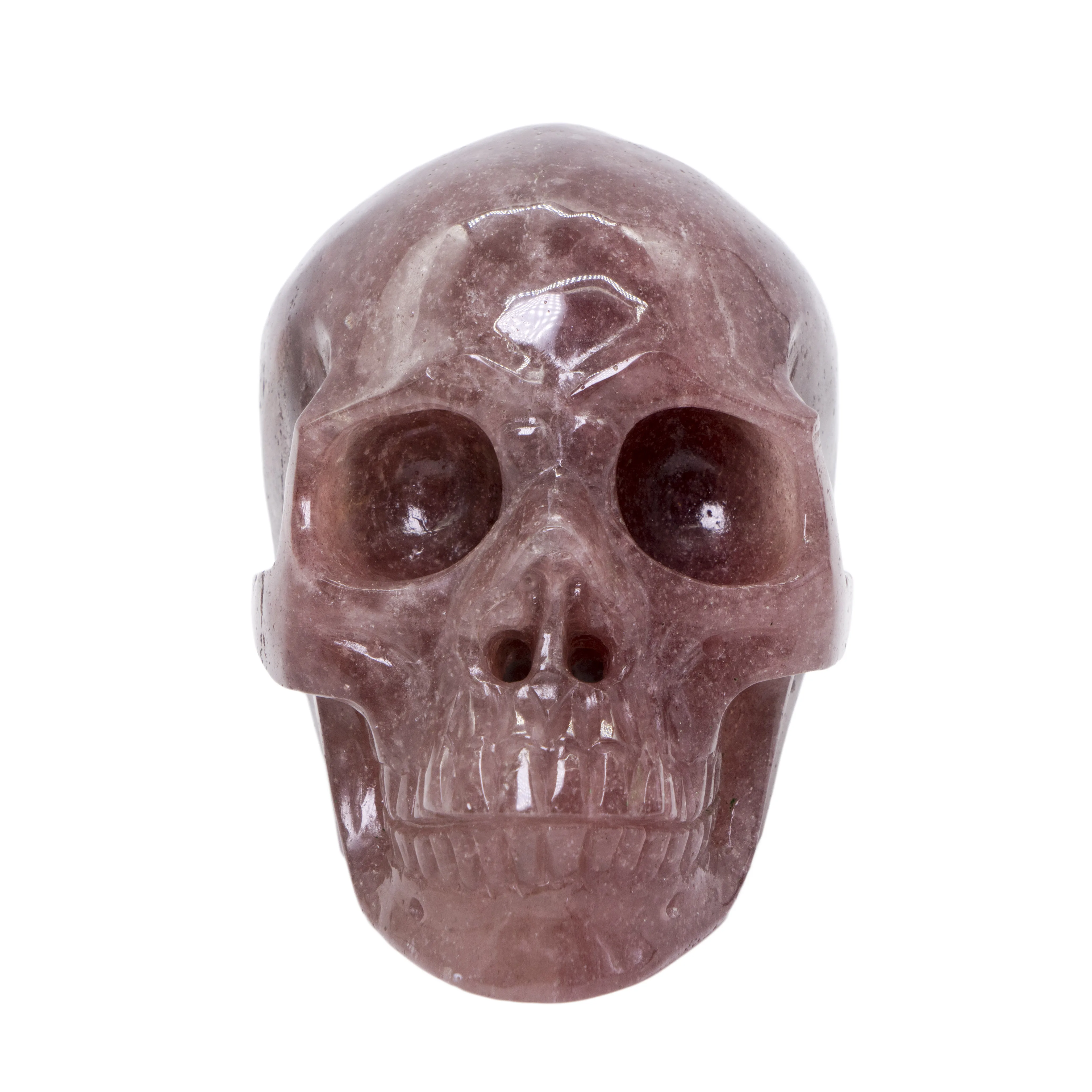 D800-1000g высокого качества драгоценных камней черепа ручной резной натуральный кварц клубничного Цвета Хрустальные черепа подарки на Хэллоуин