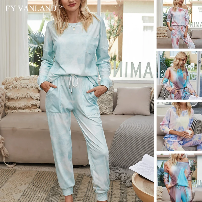 Осенний костюм из двух предметов с длинными рукавами и брюками женская одежда