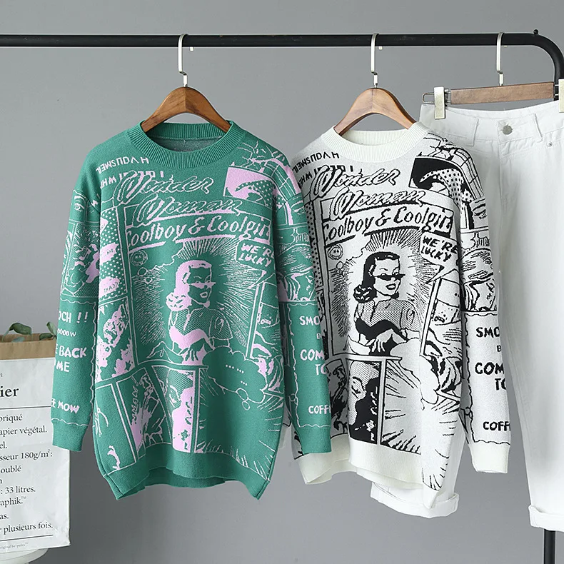FREE SHIPPING Harajuku Sweaters Cartoon Pattern JKP4375