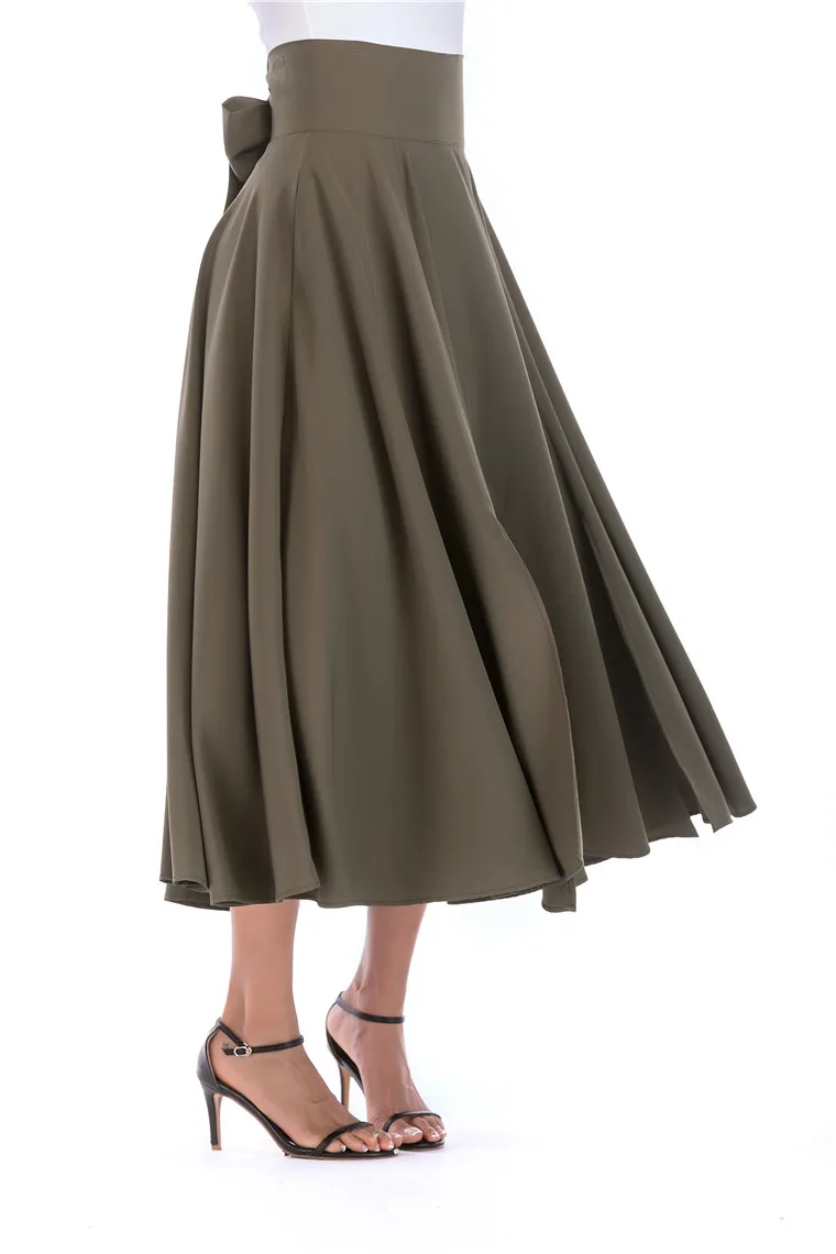 Neophil, базовые длинные юбки макси размера плюс 4xL, 100 см, мусульманское женское Плиссированное бальное платье с высокой талией и бантом, Longa Saias MS8323