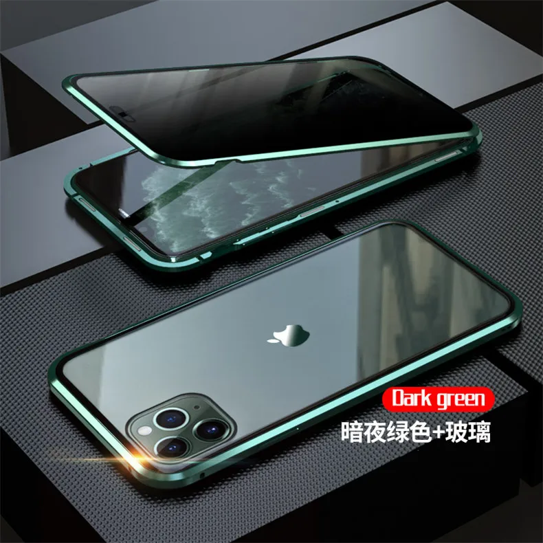 Магнитное закаленное стекло, металлический чехол для телефона, Coque 360, магнит, антишпионский чехол для Iphone11 Pro MAX XR XS X 8 7 6 6s plus, чехол