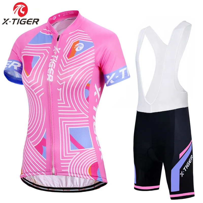Bib Cycling Set X-Tiger Pro Женский комплект для велоспорта, летняя женская одежда для горного велосипеда, одежда для велоспорта, комплект из Джерси, одежда для велоспорта, Ropa Ciclismo - Цвет: Bib Cycling Set