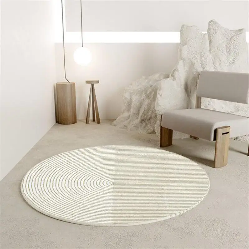 

Soft Shaggy Round Carpet Living Room Home Bedroom Fluffy Rug Computer Chair Floor Mat Kids Room Area Rugs Nordic Striped Carpet