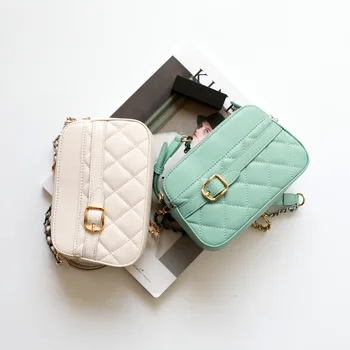 

New Plaid Genuine Leather Women Messenger Bags Fashion Chains Style Crossbody Bags 2020 Cow Leather Small Shoulder Bags Bolsas
