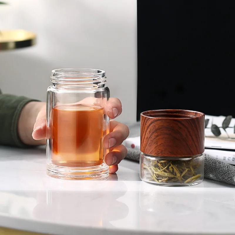 Oneisall Tea Water Bottle Travel Drinkware Portable Double Wall Glass Infuser Filters The Filter Tumbler