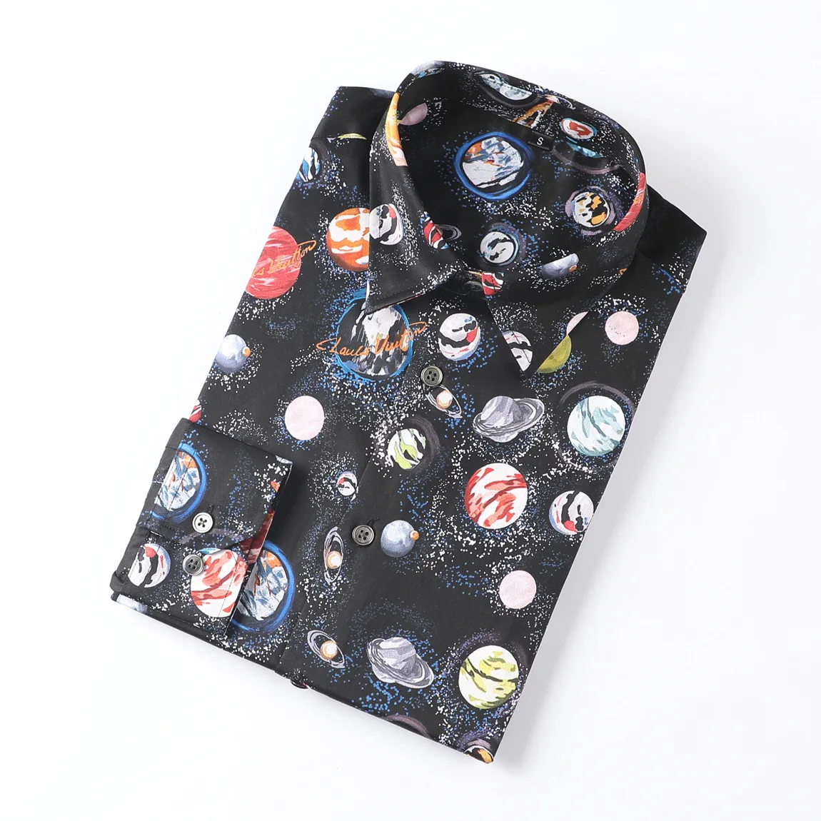 Звездное небо цифровая печать мужские рубашки с длинным рукавом дизайнерская уличная одежда Высокое качество хлопок мужская повседневная рубашка