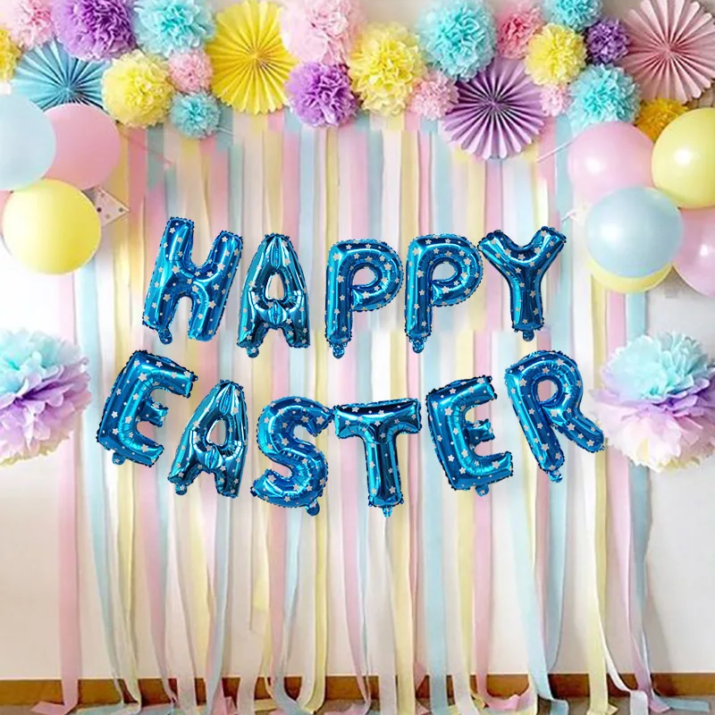 

Joy-Enlife 1Set 16inch Balloon Party Easter Decor MultIcolor Paper Flowers DIY Letters Background Party Festival Decor Supplies